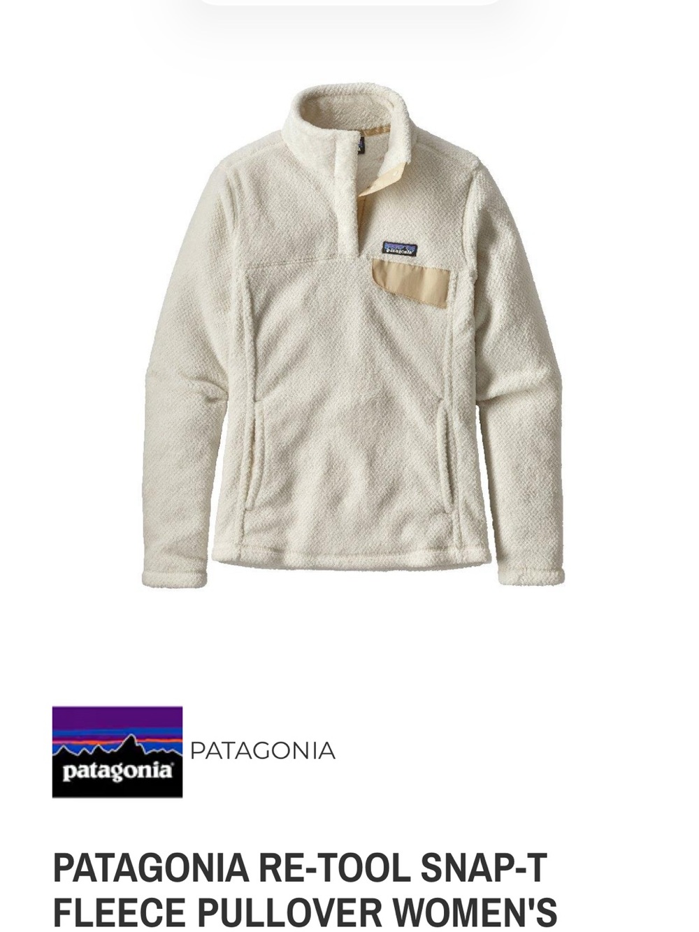 Patagonia Women’s Cream Re-Tool Snap‑T Fleece Pullover size large